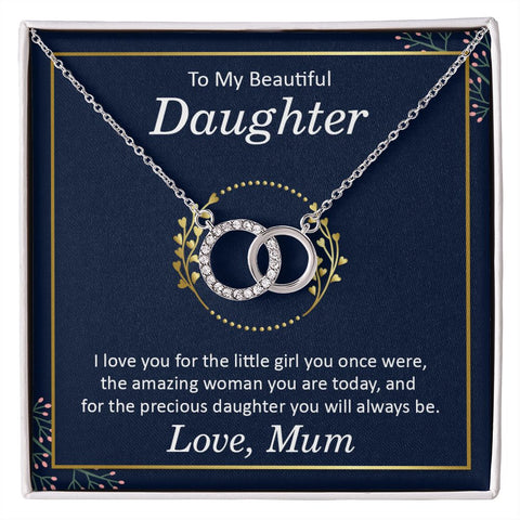 Daughter Circle Necklace, Contemporary Daughter Necklace, Modern Necklace for Daughter | Custom Heart Design