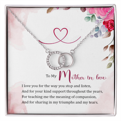 Sentimental Silver Circle Perfect Pair Necklace for Mother In Law
