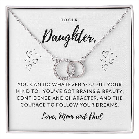 Daughter Circle Necklace-Follow your dreams, From Mom & Dad | Custom Heart Design