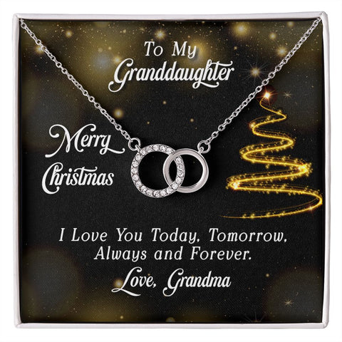 Granddaughter Circle Necklace-Merry Christmas, From Grandma - Custom Heart Design