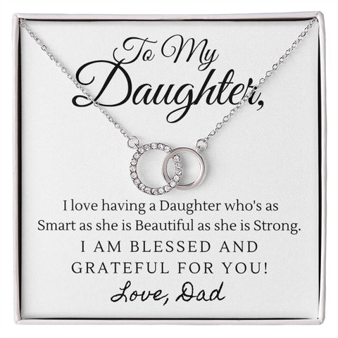 Daughter Circle Necklace-Blessed & Grateful, From Dad - Custom Heart Design