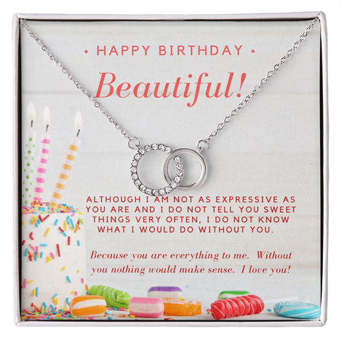 Happy Birthday Beautiful - Perfect Pair Circle Necklace for Women - Custom Heart Design