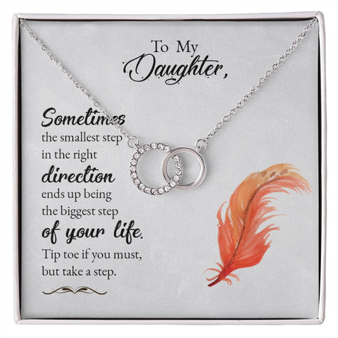 Daughter Circle Necklace-Smallest steps to the right direction | Custom Heart Design