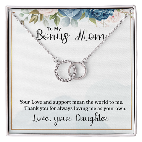 Sentimental Silver Circle Perfect Pair Necklace for Bonus Mom, From Daughter
