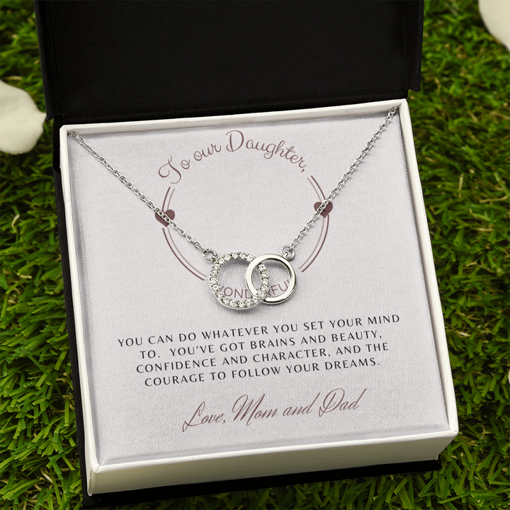 Daughter, Follow your dreams, From Mom & Dad-Perfect Pair Necklace - Custom Heart Design
