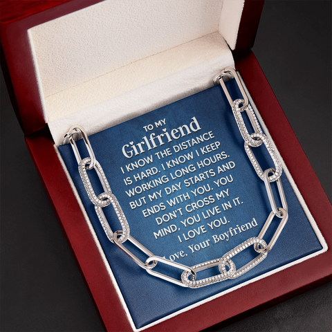 To my Girlfriend, I know the distance is hard-Forever Linked Necklace - Custom Heart Design