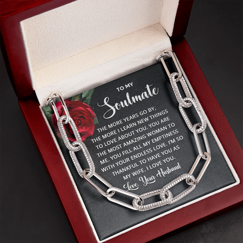 To My Soulmate, I'm thankkful to have you as my wife-Forever Linked Necklace - Custom Heart Design
