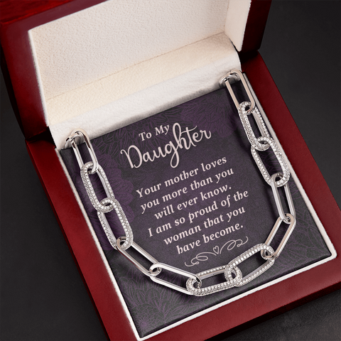 To My Daughter, Your mother loves you-Forever Linked Necklace - Custom Heart Design