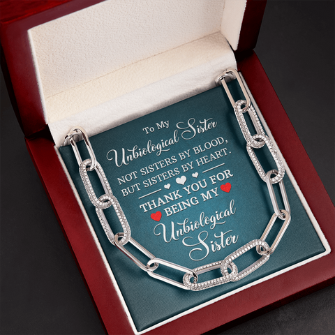 To My Unbiological Sister, Not sisters by blood, but sisters by heart-Forever Linked Necklace - Custom Heart Design