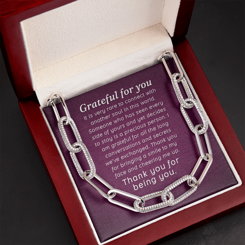 Grateful for you-Forever Linked Necklace - Custom Heart Design