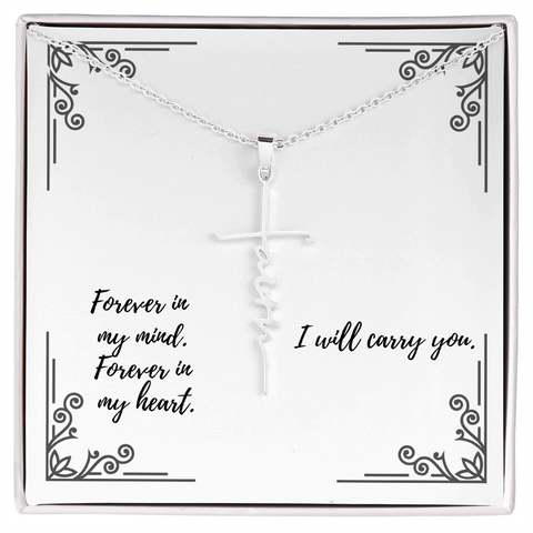 Resting Angel- Scripted Faith Cross Necklace - Custom Heart Design