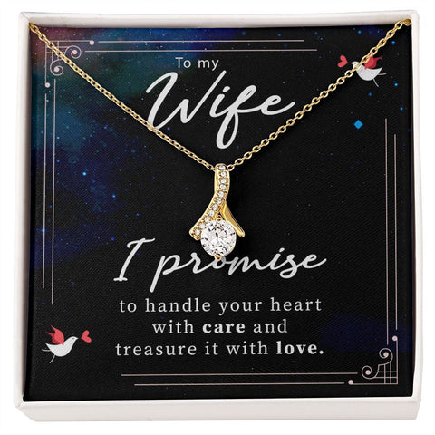 Wife Necklace, Dainty Pendant, Sentimental Necklace-Treasure you with love | Custom Heart Design