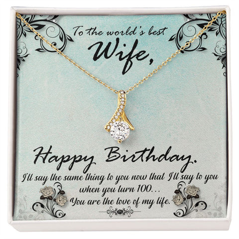 Wife Birthday Necklace, Dainty Pendant, Silver Necklace-When you turn 100 | Custom Heart Design