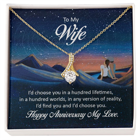 Wife Necklace, Dainty Pendant, Sentimental Necklace-Choose you a hundred lifetimes | Custom Heart Design