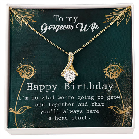 Wife Birthday Necklace, Dainty Pendant, Silver Necklace-Growing old together | Custom Heart Design