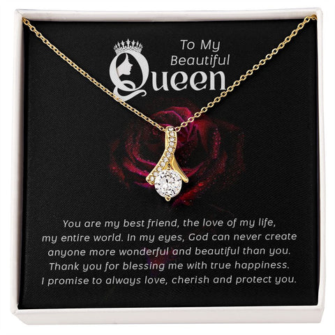 Wife Necklace, Dainty Pendant, Sentimental Necklace-My Beautiful Queen | Custom Heart Design