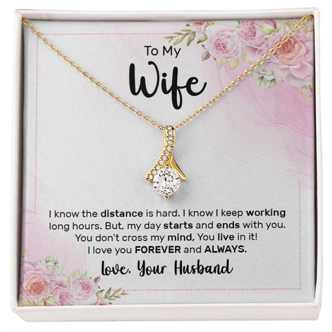 Wife Necklace, Dainty Pendant, Sentimental Necklace-I know the distance is hard | Custom Heart Design
