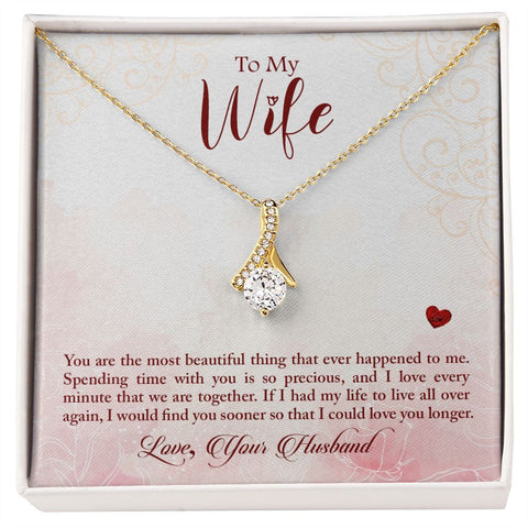 Wife Necklace, Dainty Pendant, Sentimental Necklace-You are the most beautiful | Custom Heart Design