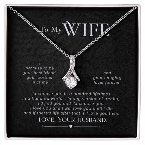 Wife Necklace, Dainty Pendant, Silver Necklace-I promise - Custom Heart Design