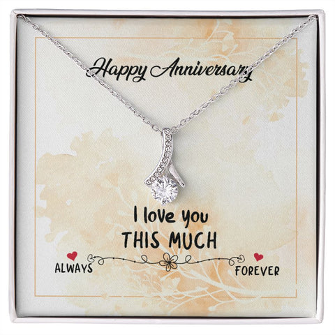 Wife Anniversary Necklace, Dainty Pendant - I love you this much | Custom Heart Design