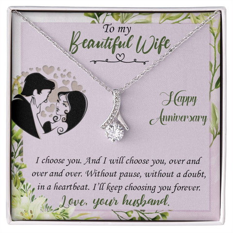 Wife Anniversary Necklace, Dainty Pendant-I choose you | Custom Heart Design