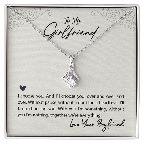 Girlfriend Silver Necklace, Dainty Necklace for Girlfriend