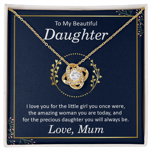 Daughter Necklace, Love Knot Necklace for Daughter, Necklace for Daughter, Daughter Pendant | Custom Heart Design