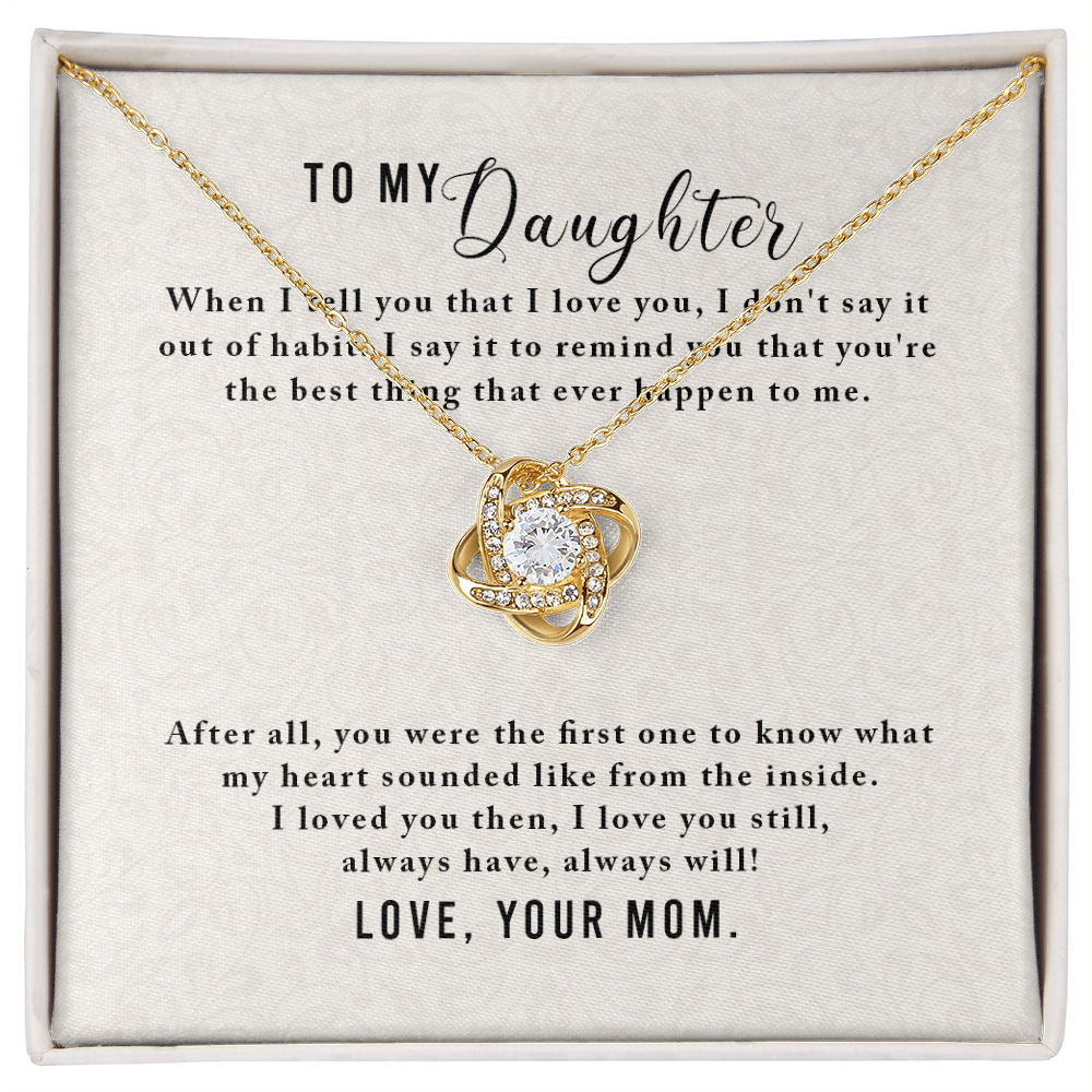 Daughter Necklace, Love Knot Necklace for Daughter, Necklace for Daughter from Mom | Custom Heart Design