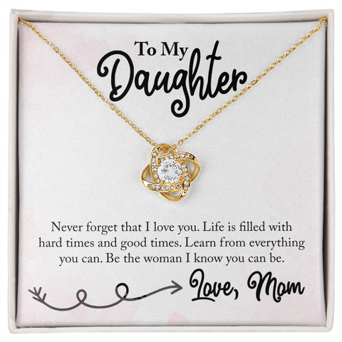 Daughter Necklace, Love Knot Necklace for Daughter, Necklace for Daughter from Mom | Custom Heart Design