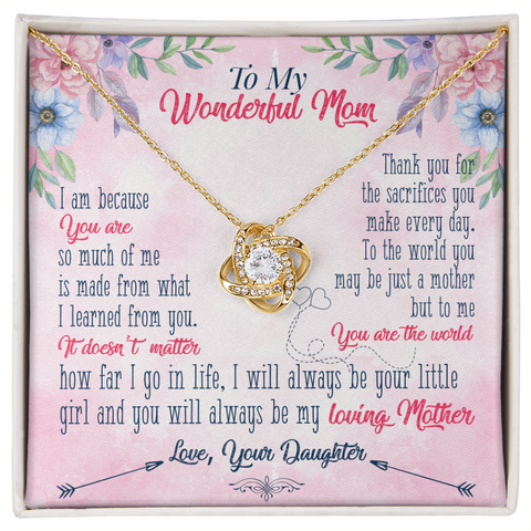 Mom Jewelry, Love Knot Necklace for Mom, Necklace for Mom from Daughter| Custom Heart Design