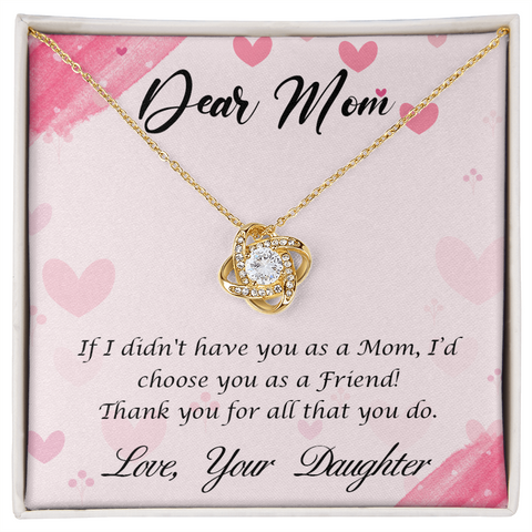 Mom Jewelry, Love Knot Necklace for Mom, Necklace for Mom from Daughter | Custom Heart Design