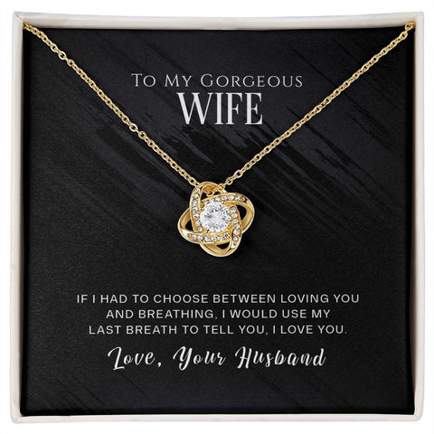 Wife Necklace, Love Knot Necklace for Wife, Dainty Jewelry | Custom Heart Design