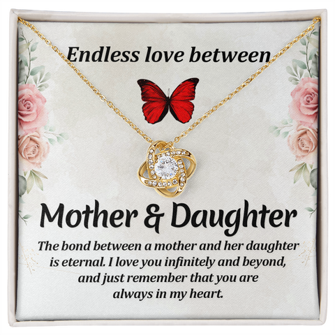 Mom Jewelry, Love Knot Necklace for Mom, Mother Daughter Necklace - Custom Heart Design