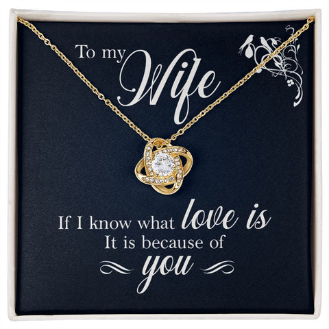 Wife Necklace, Love Knot Necklace for Wife, Silver Necklace for Wife | Custom Heart Design