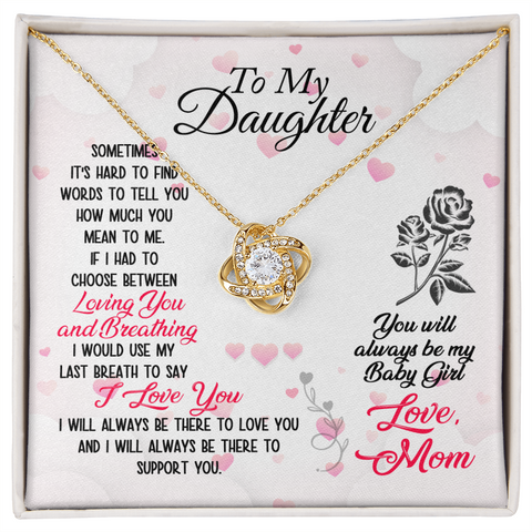 Daughter Necklace from Mom, Love Knot Necklace for Daughter, Necklace for Daughter, Daughter Pendant | Custom Heart Design