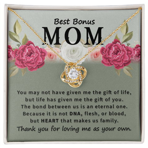 Mom Jewelry, Love Knot Necklace for Mom, Necklace for Bonus Mom | Custom Heart Design