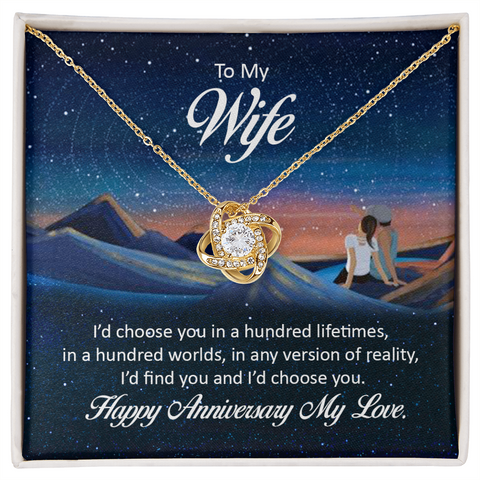 Wife Jewelry, Love Knot Necklace, Anniversary Necklace for Wife, Gift for Wife