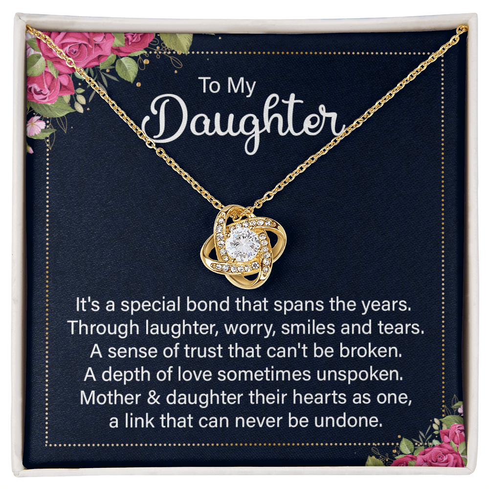 To my daughter - it's a special bond Daughter Necklace, Love Knot Necklace for Daughter, Necklace for Daughter, Daughter Pendant - Custom Heart Design