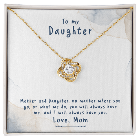 Daughter Necklace from Mom, Love Knot Necklace for Daughter, Necklace for Daughter, Daughter Pendant | Custom Heart Design