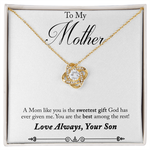 Mom Jewelry, Love Knot Necklace for Mom, Necklace for Mom from Son | Custom Heart Design