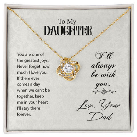 Daughter Necklace from Dad, Love Knot Necklace for Daughter, Necklace for Daughter, Daughter Pendant | Custom Heart Design