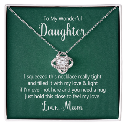 To my wonderful daughter - I squeezed this necklace Daughter Necklace, Love Knot Necklace for Daughter, Necklace for Daughter, Daughter Pendant - Custom Heart Design