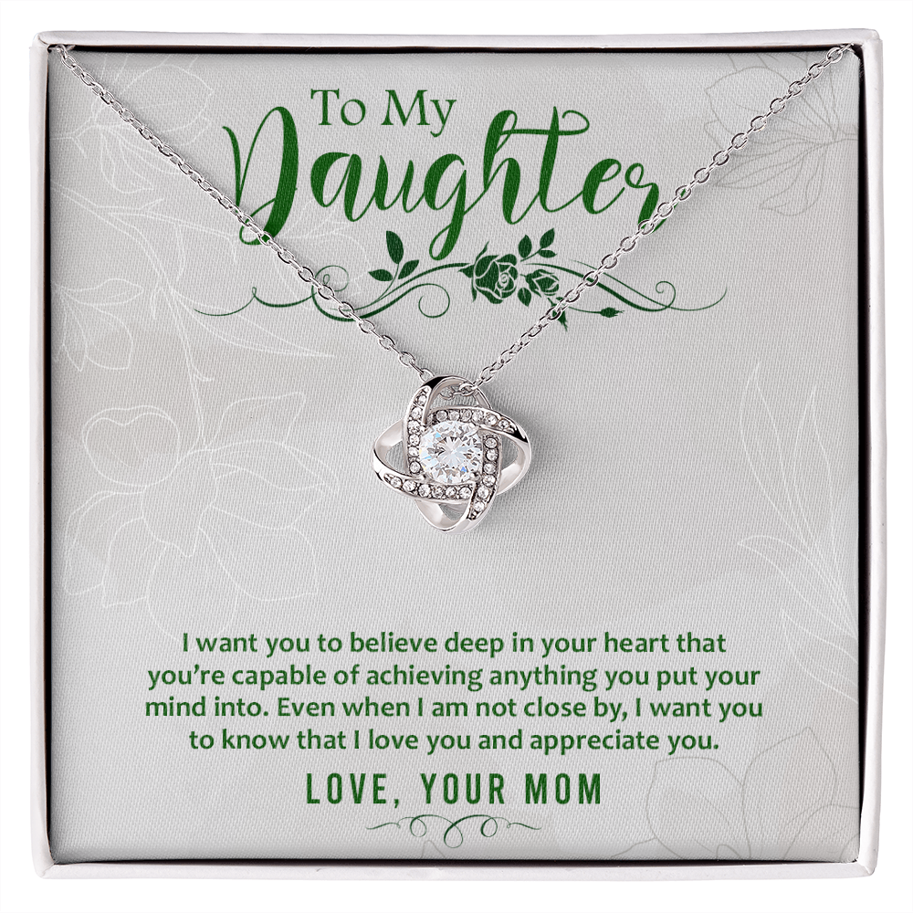 Daughter Necklace, Love Knot Necklace for Daughter, Necklace for Daughter, Daughter Pendant | Custom Heart Design