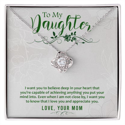 Daughter Necklace, Love Knot Necklace for Daughter, Necklace for Daughter, Daughter Pendant | Custom Heart Design