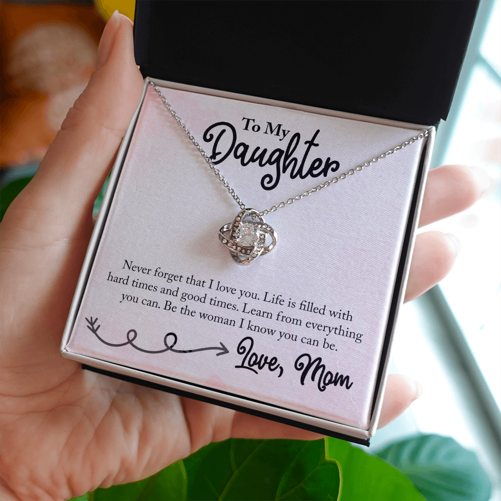 Daughter Necklace, Love Knot Necklace for Daughter, Necklace for Daughter from Mom | Custom Heart Design