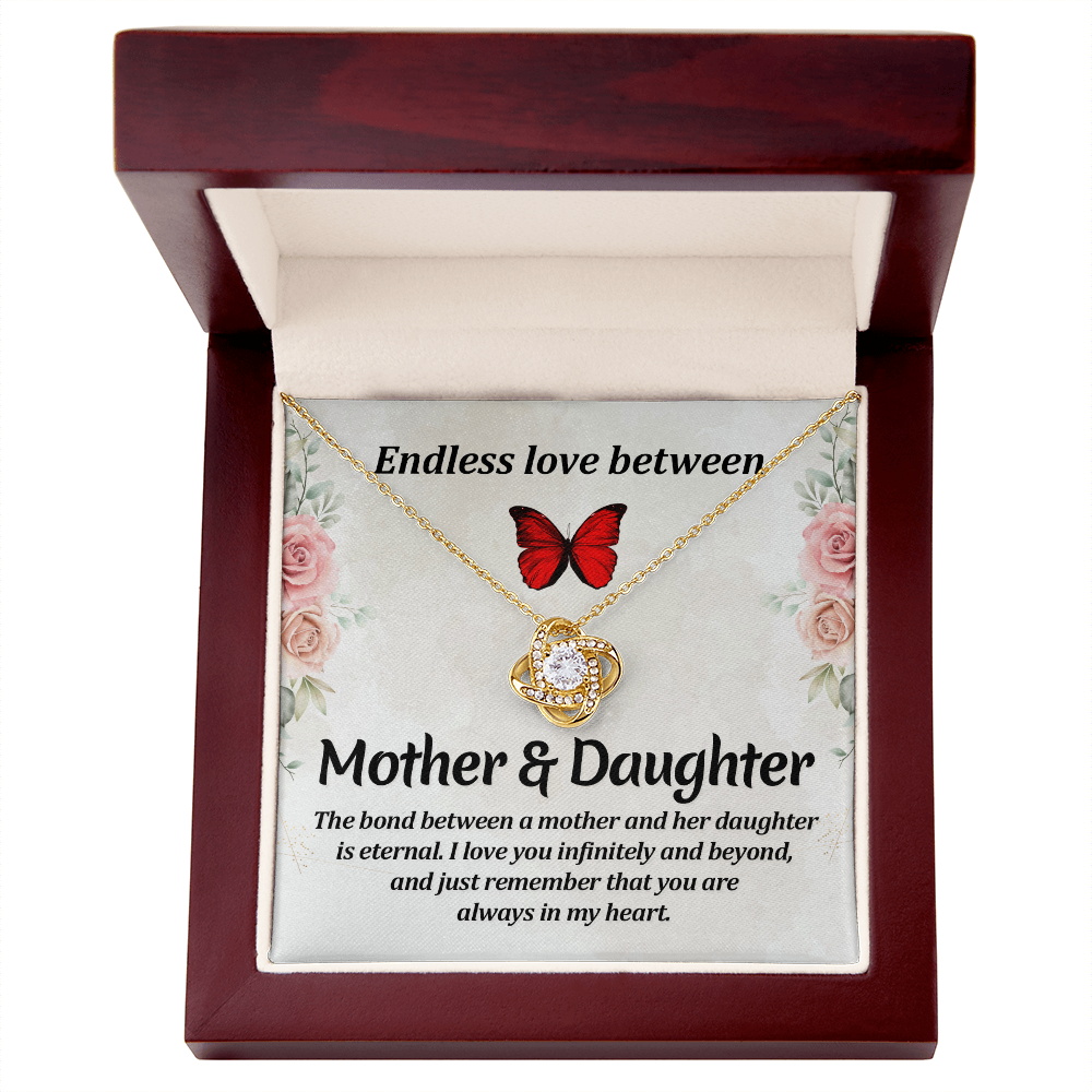 Mom Jewelry, Love Knot Necklace for Mom, Mother Daughter Necklace - Custom Heart Design