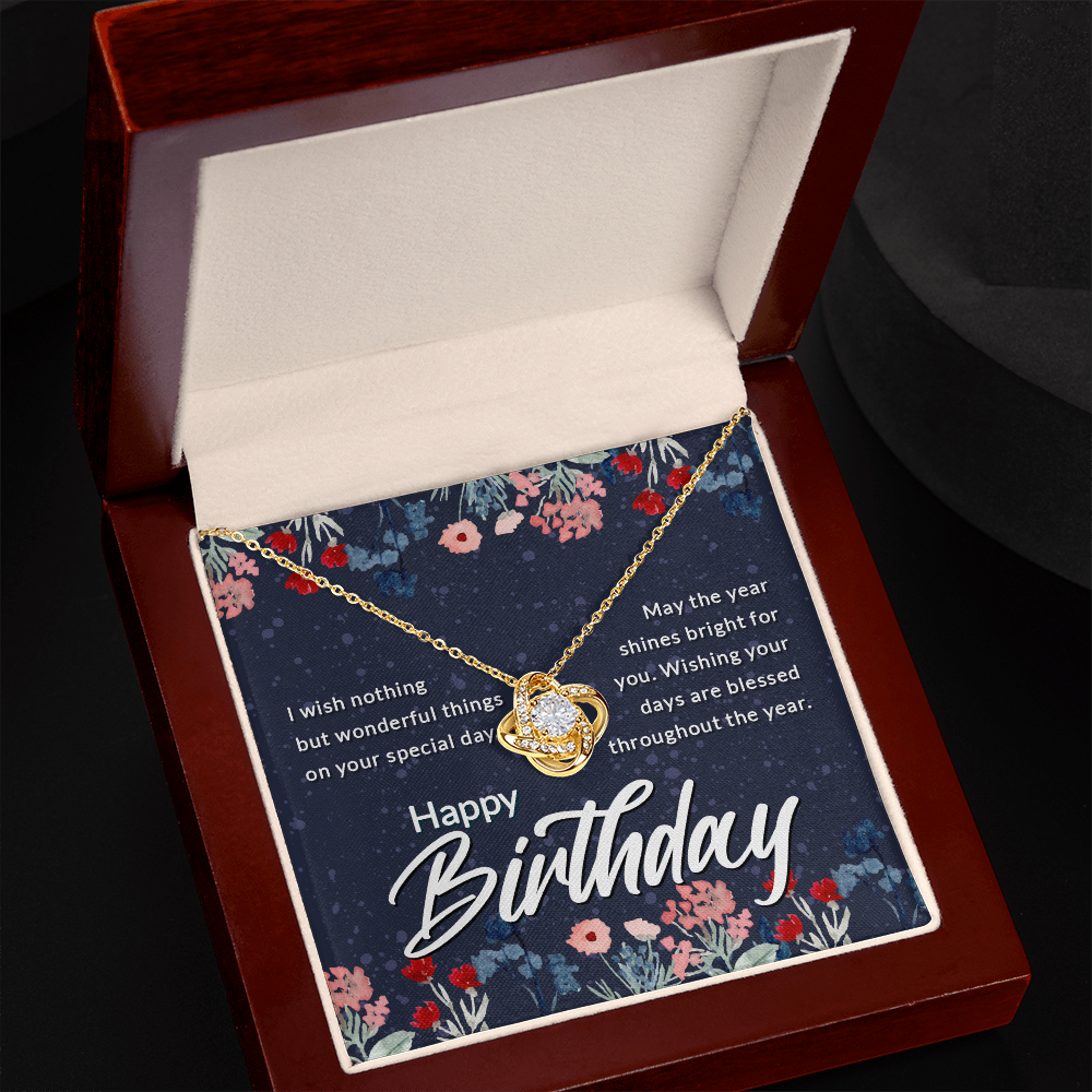 Happy Birthday Daughter Necklace, Love Knot Necklace for Daughter, Necklace for Daughter, Daughter Pendant - Custom Heart Design