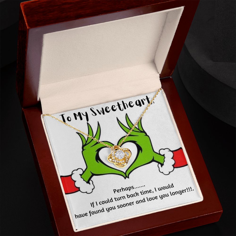 Sweetheart Love Knot Necklace-Christmas Grinch Message Card - Custom Heart Design
