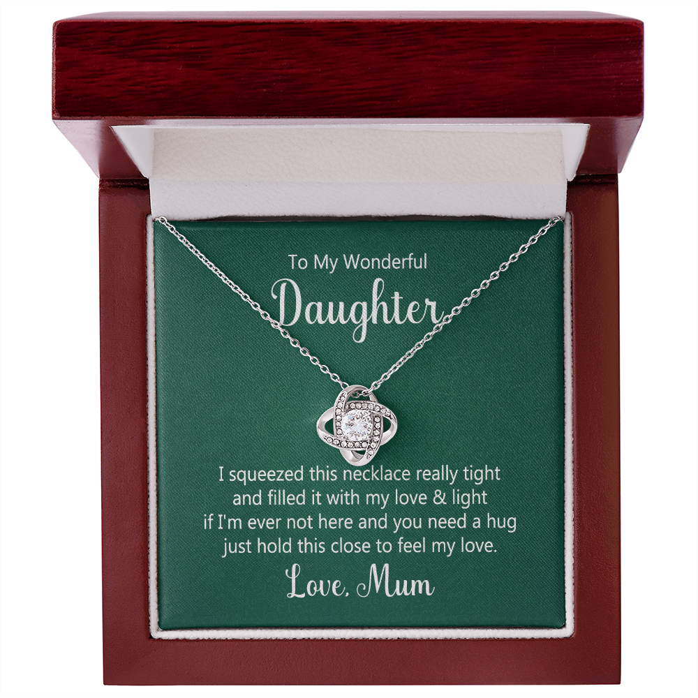 To my wonderful daughter - I squeezed this necklace Daughter Necklace, Love Knot Necklace for Daughter, Necklace for Daughter, Daughter Pendant - Custom Heart Design