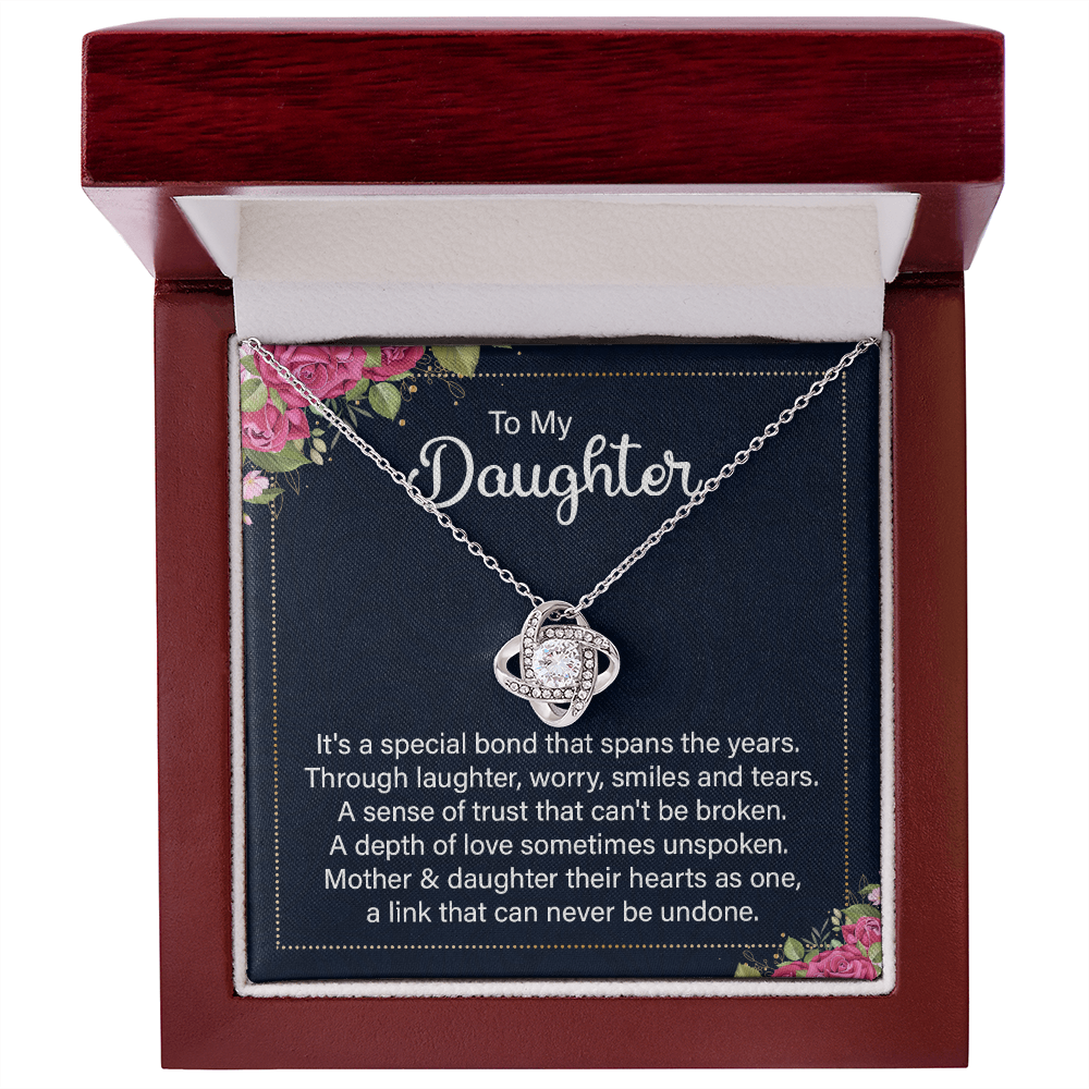 To my daughter - it's a special bond Daughter Necklace, Love Knot Necklace for Daughter, Necklace for Daughter, Daughter Pendant - Custom Heart Design